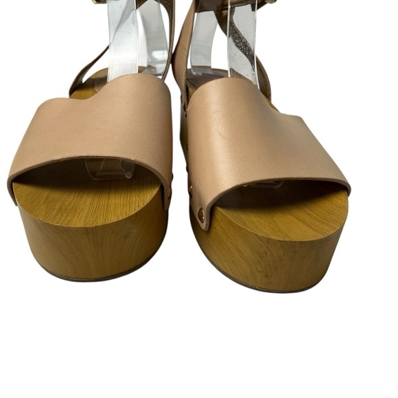 Sam Edelman Brynn Women SZ 8.5 Clog Studded Leather Wood Block Ankle Strap 38.5 - Picture 6 of 12